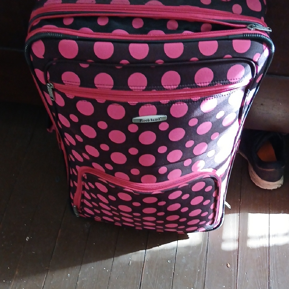 Rockland Pink Polka Dot Suitcase